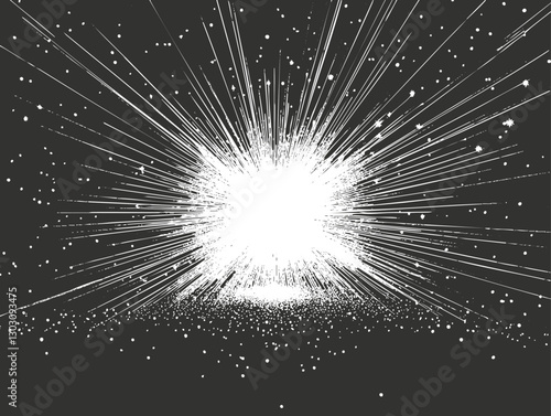 Abstract illustration of an explosive burst of light and energy in space.