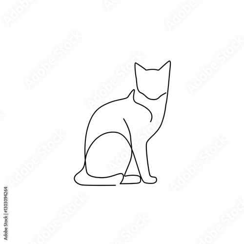 cat line art logo continuous line