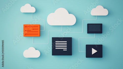 Service-oriented architecture concept. Infographic of Enterprise SOA Architecture Embracing Cloud Systems for Data Driven Digital Transformation