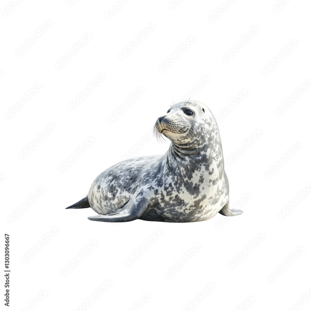 Naklejka premium Curious Harbor Seal Calmly Resting on Rocky Shoreline in Nature