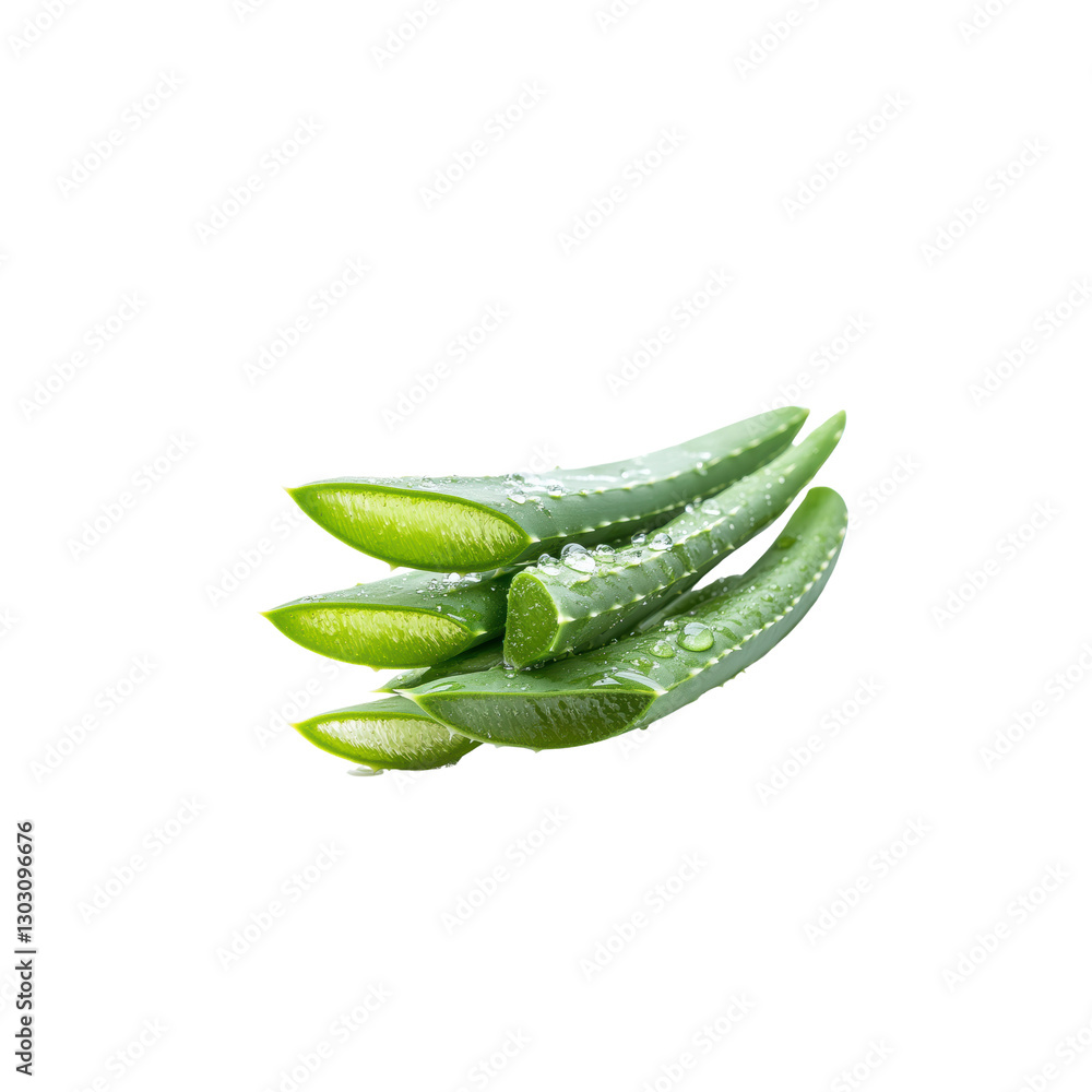 Fresh Aloe Vera Leaf with Water Droplets Isolated on Black Background Fresh Aloe Vera Leaf with Water Droplets Isolated on Black Background