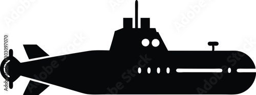 submarine silhouette vector illustration. submarine icon