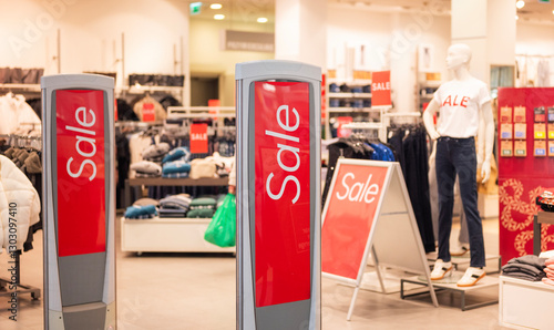 .discounts in a store in a shopping mall.