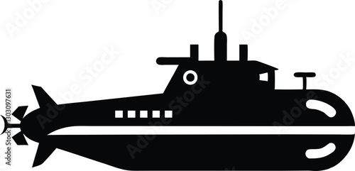 submarine silhouette vector illustration. submarine icon