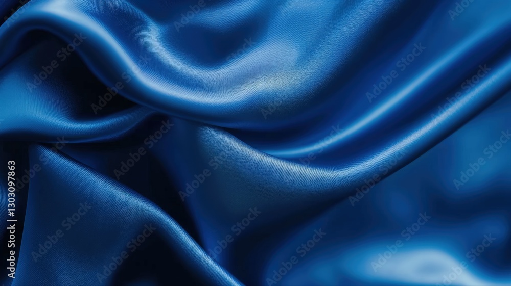 Fototapeta premium royal blue silk satin fabric folding, abstract background