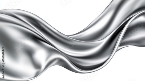 Fototapeta Naklejka Na Ścianę i Meble -  A silver fabric with a wave pattern