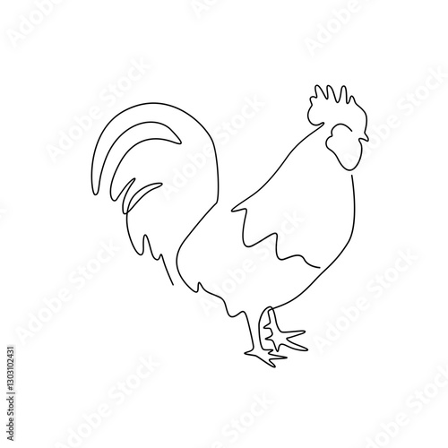 chicken line art logo one line