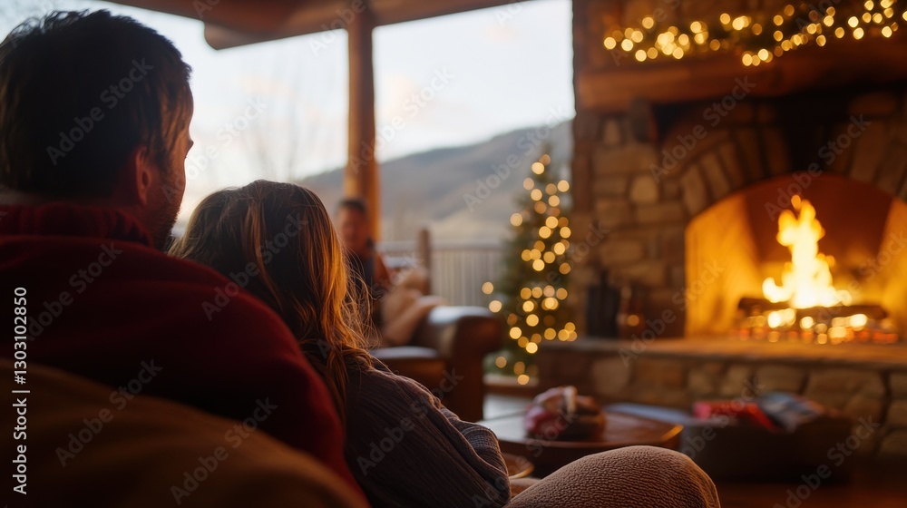 Cozy Family Time by the Fireplace in Rustic Living Room - Symbol of Warmth, Comfort, and Togetherness Cozy Family Time by the Fireplace in Rustic Living Room - Symbol of Warmth, Comfort, and Togetherness