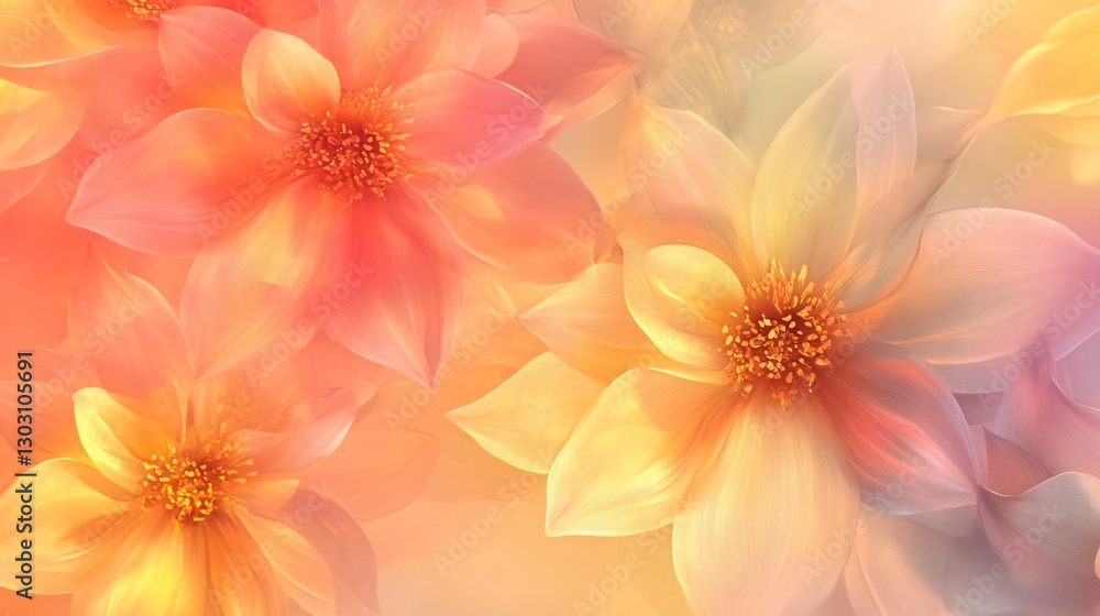 Fototapeta premium A vintage floral pattern in muted tones of yellow and pink, 8K, high quality