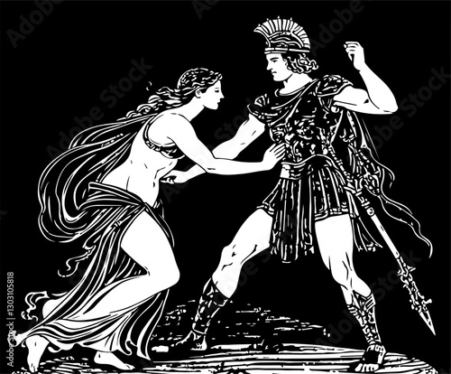 illustration of Venus, goddess of love, and Mars, god of war cupid valentine god of love