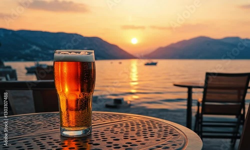 Sunset Beer by the Sea: Coastal Relaxation at Golden Hour