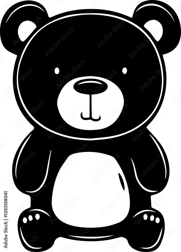Obraz premium Bear vector design simple illustration on black and white