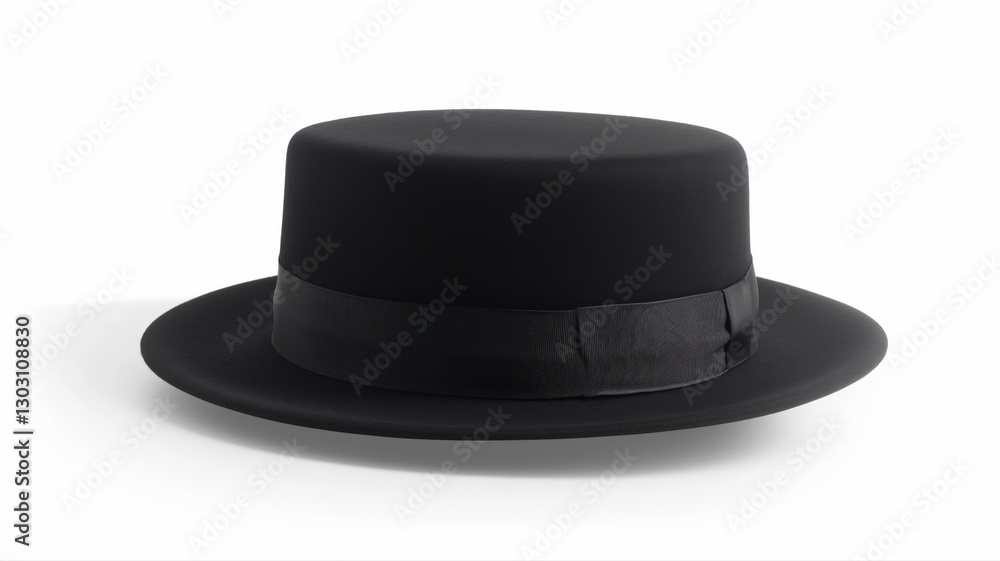 Black porkpie hat on a white background Black porkpie hat on a white background