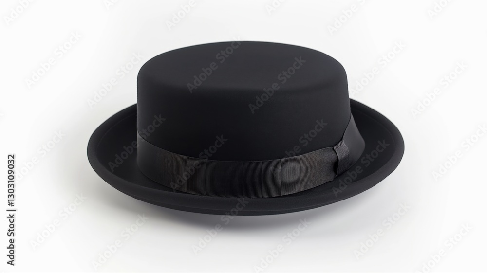 Black porkpie hat on a white background Black porkpie hat on a white background