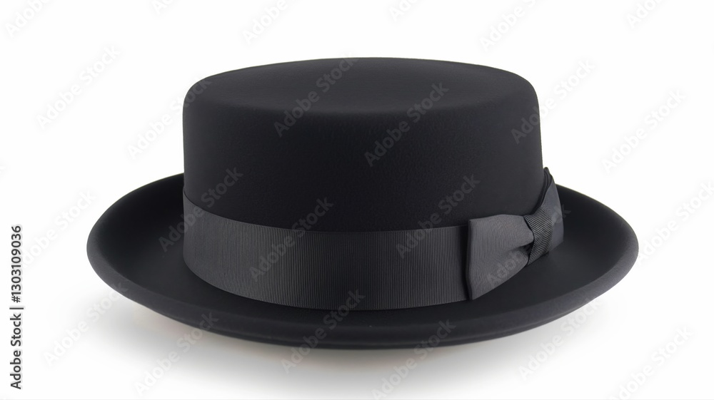 Black porkpie hat on a white background Black porkpie hat on a white background