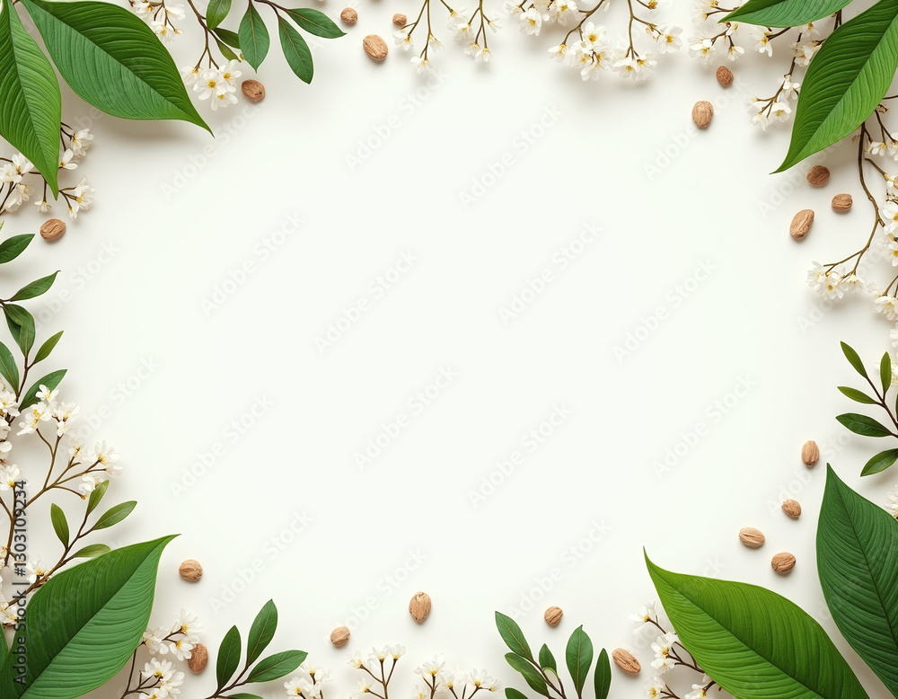 Fototapeta premium Natural Leaf Border Design