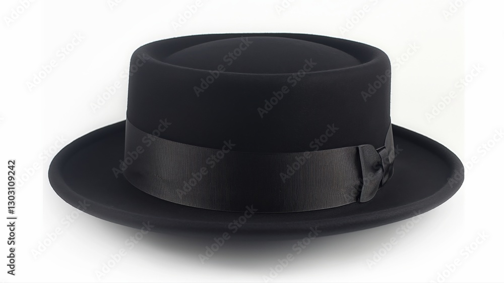 Black porkpie hat on a white background Black porkpie hat on a white background