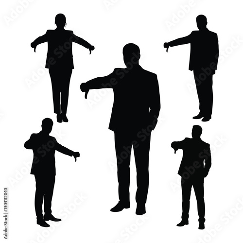 Collection Set Of  silhouette Some people with thumbs down on white background