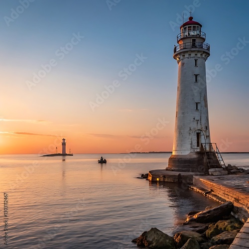 Wallpaper Mural Majestic Lighthouse Sunset Coastal Landscape Photography at Golden Hour Torontodigital.ca