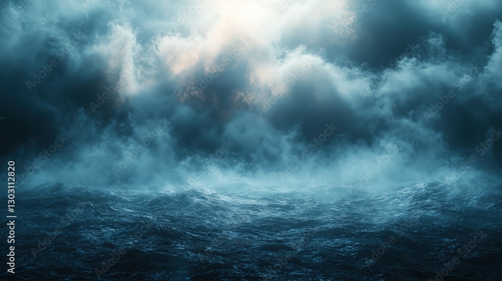 Stormy ocean waves under dark clouds create a dramatic atmosphere at twilight near the coastline Stormy ocean waves under dark clouds create a dramatic atmosphere at twilight near the coastline