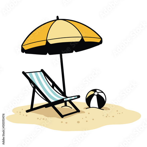 Beach Relaxation vector art illustration with white background