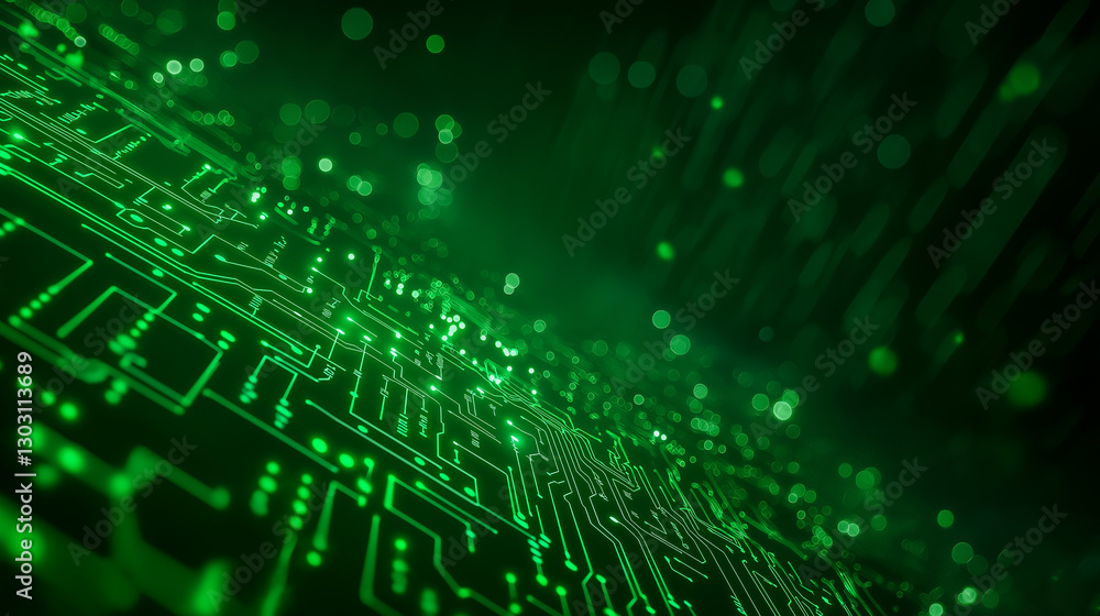 Obraz premium Green Glowing Circuit Board Background