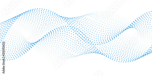 Halftone flowing dots wave curved lines, frequency sound. wavy colorful gradient dots shape isolated on transparent background. background concept of technology, digital, communication, science, music