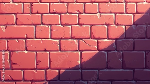 A simple animated red brick wall with clean, uniform square bricks and evenly spaced mortar lines.
