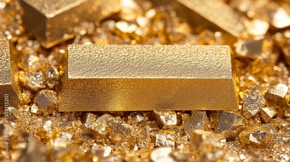 Gold bar background, top view Gold bar background, top view