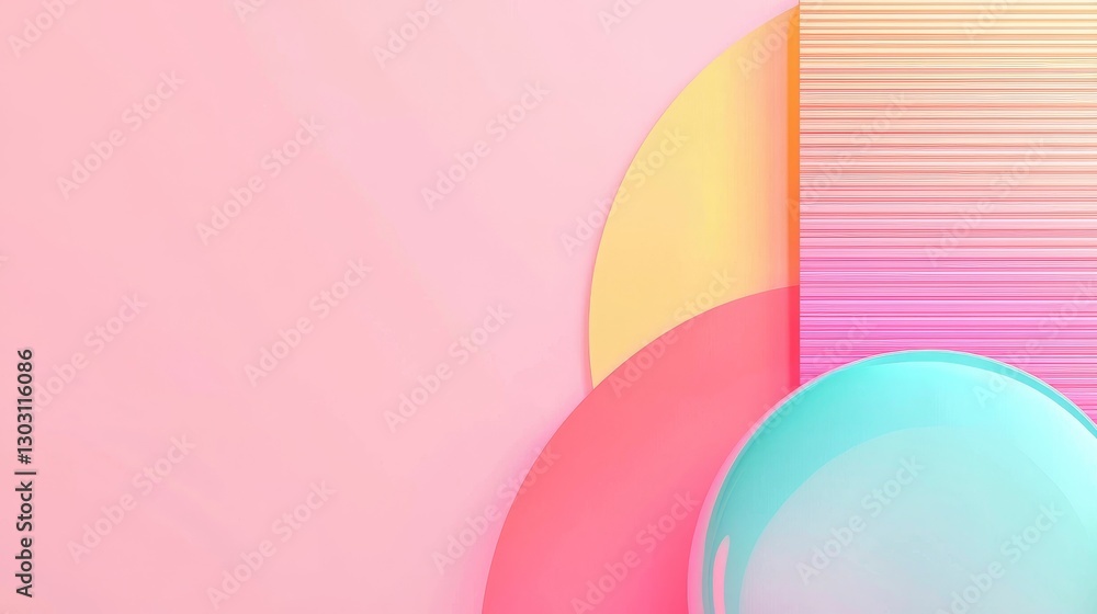 Obraz premium Dynamic geometric shapes in soft pastel colors abstract design digital art minimalist space eye-level view modern aesthetics