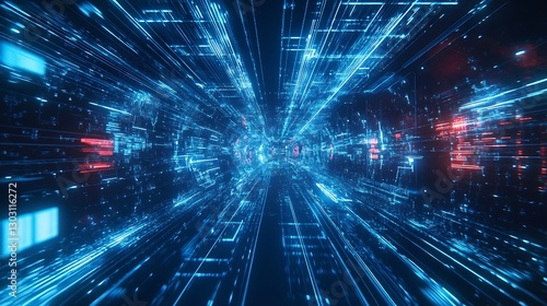 Wallpaper Mural Digital Tunnel: A Journey Through Cyberspace Torontodigital.ca