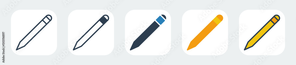 pencil icons with five different styles pencil icons with five different styles