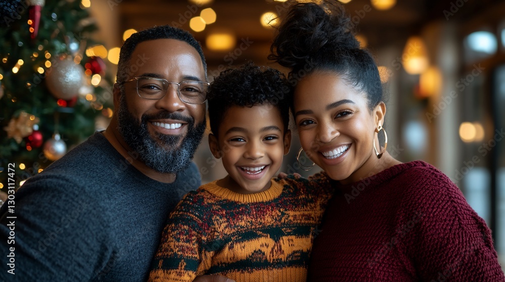 Festive Family Portrait by Christmas Tree Festive Family Portrait by Christmas Tree