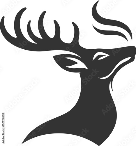 A deer with its head tilted upward, sniffing the air animal silhouette vector