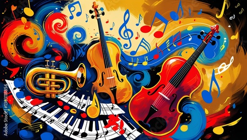 Lively Musical Instruments and Notes