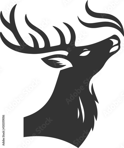 A deer with its head tilted upward, sniffing the air animal silhouette vector