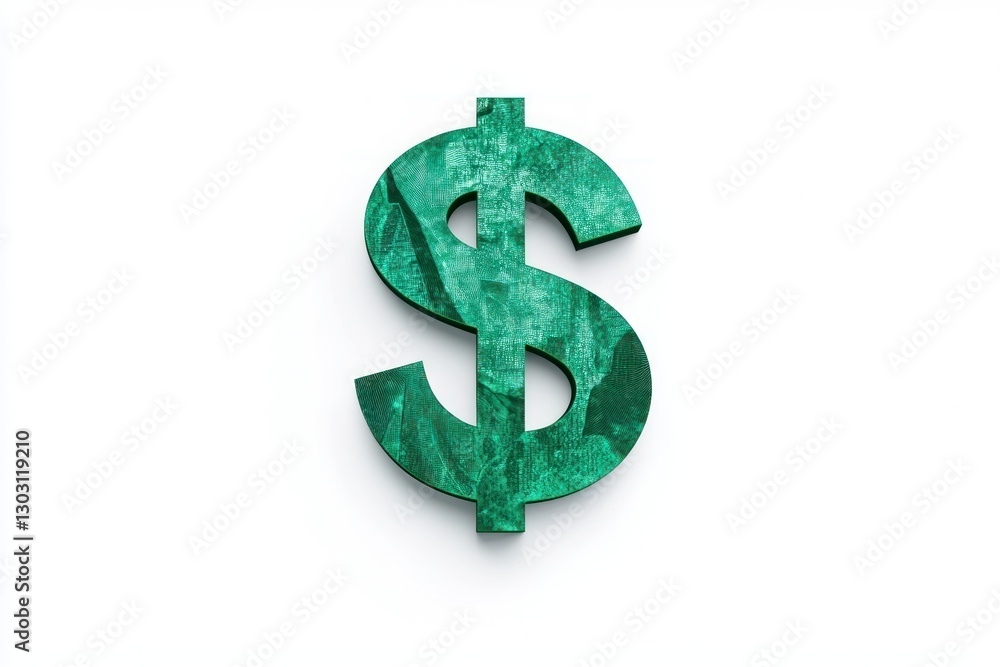 Obraz premium Green Dollar Sign Symbol on a White Background Representing Finance and Wealth Concepts
