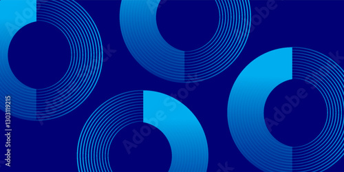 Circle abstract background. Blue gradient circular shape elements. Minimalist geometric pattern. Modern design.