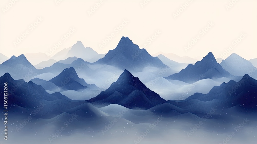 Fototapeta premium Abstract Misty Mountain Range Landscape
