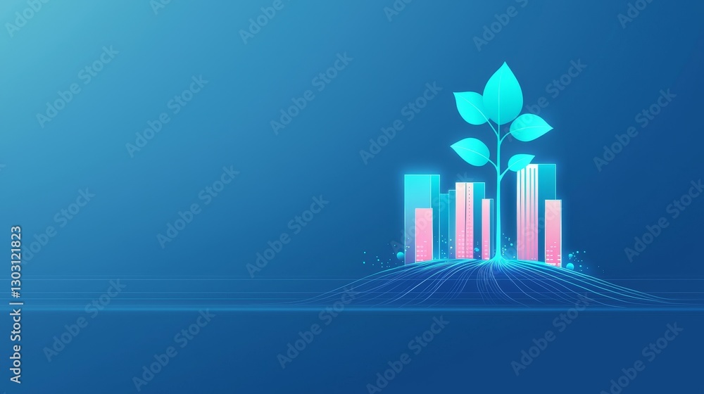 Fototapeta premium Growth action infographic digital environment data visualization technology optimistic concept