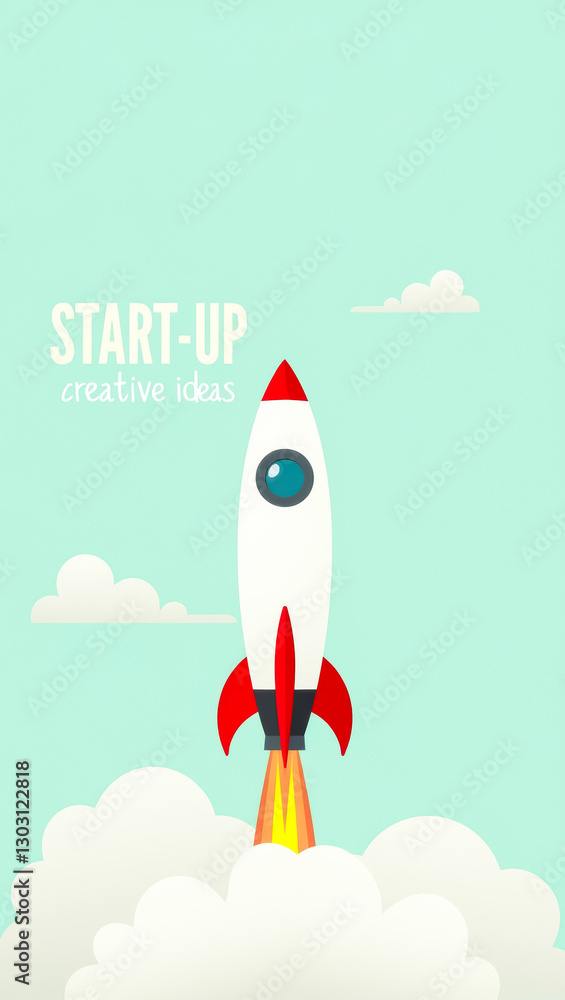 white with red fins is launching representing creative ideas and a successful start-up white with red fins is launching representing creative ideas and a successful start-up
