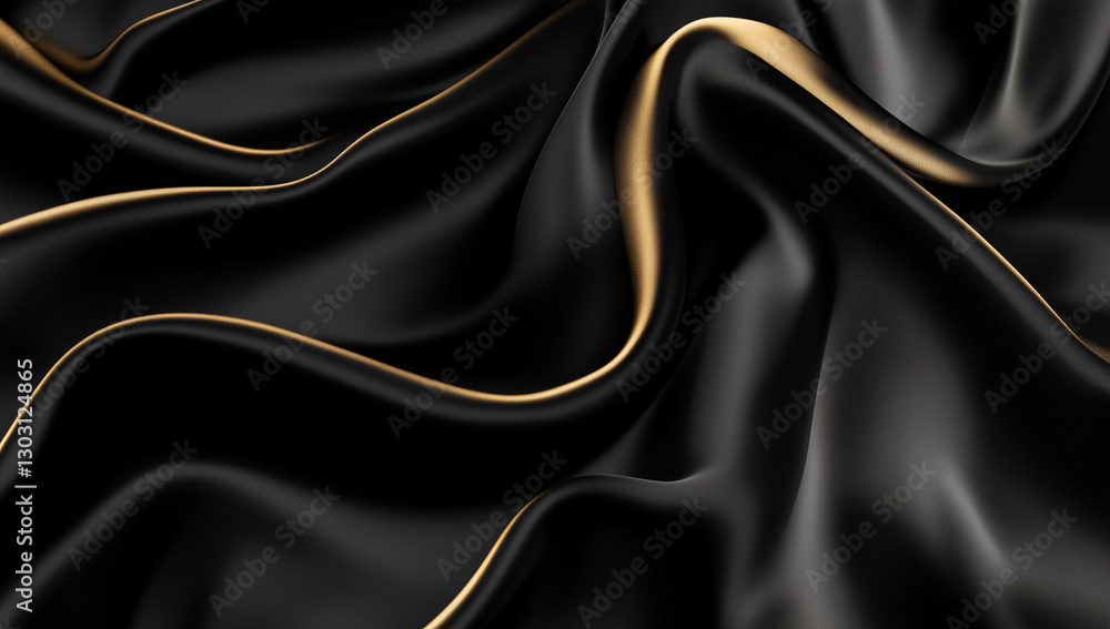Fototapeta premium Abstract black background with gold accents and copy space