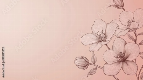 Floral Elegance: Delicate hand-drawn illustration of jasmine flowers on a soft pink background.