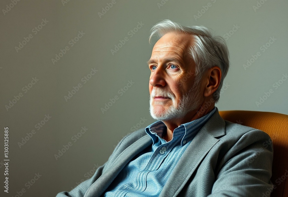 Fototapeta premium Contemplative senior gentleman in a classic setting