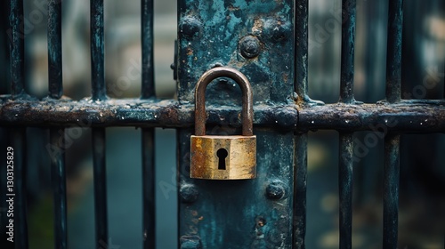 Wallpaper Mural A large iron gate secured firmly with a padlock.  Torontodigital.ca