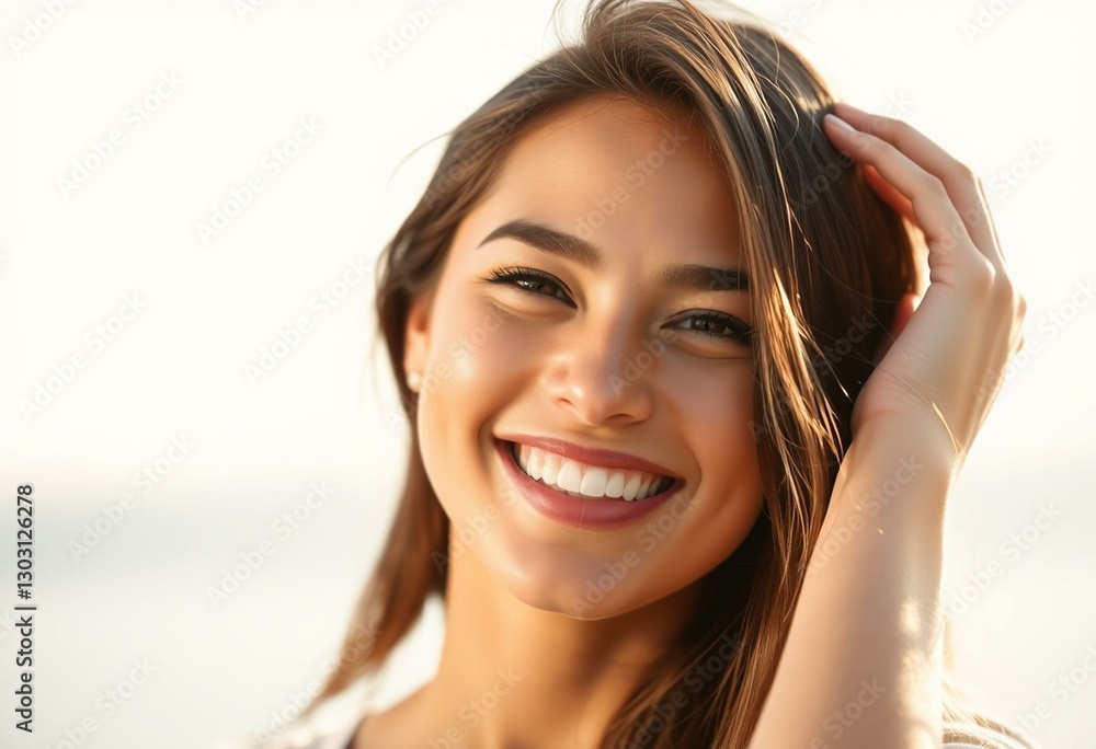 Laughing young woman in sunlight Laughing young woman in sunlight
