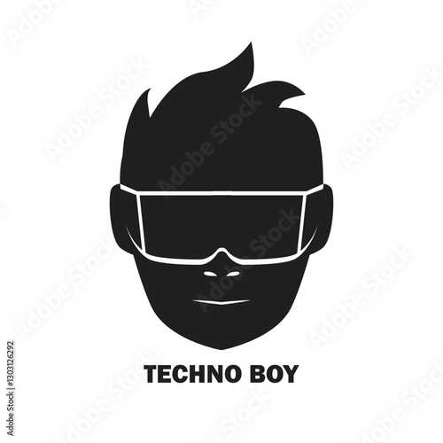 young boy wearing glasses like techno boy vector illustration