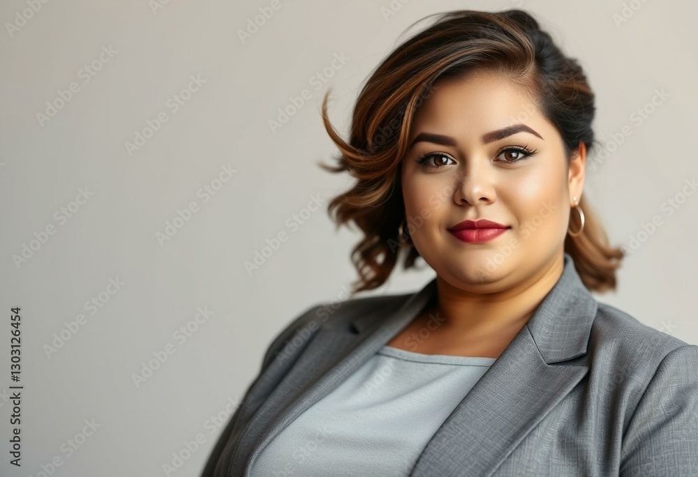 Plus-size businesswoman portrait with neutral background Plus-size businesswoman portrait with neutral background