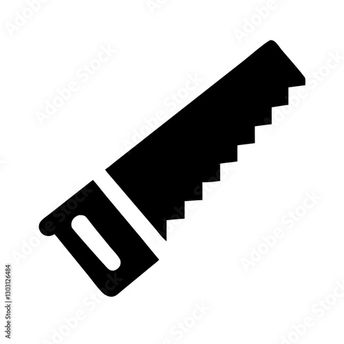 Saw icon with solid design in minimalist style for woodworking and construction
