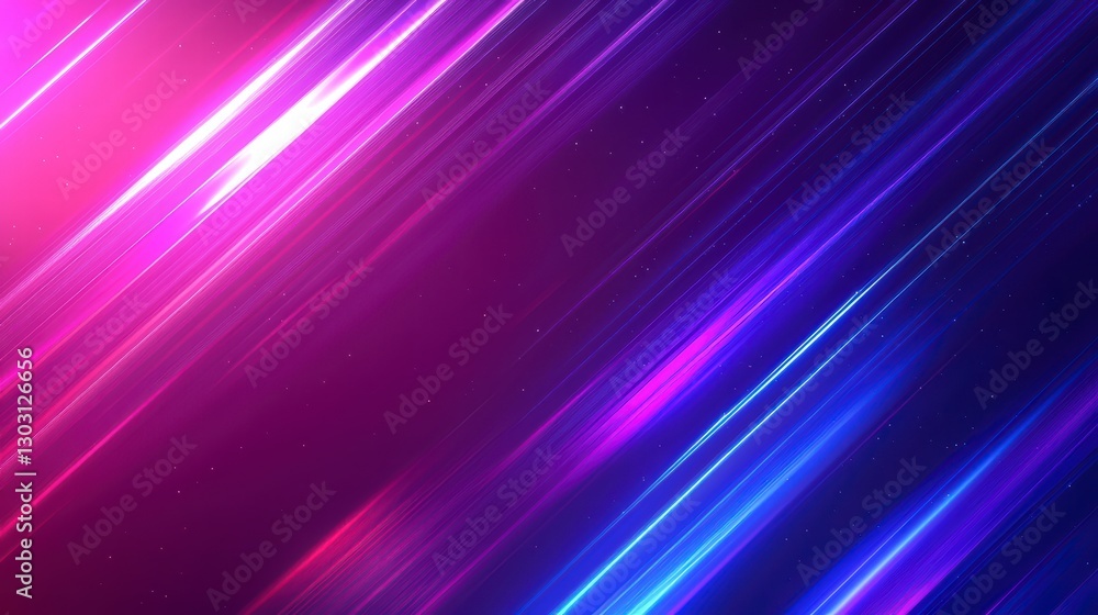 Fototapeta premium Electric Neon Lines: Abstract composition with dynamic diagonal neon lines in vibrant pink and blue colors, creating a sense of energy and futuristic aesthetic. 